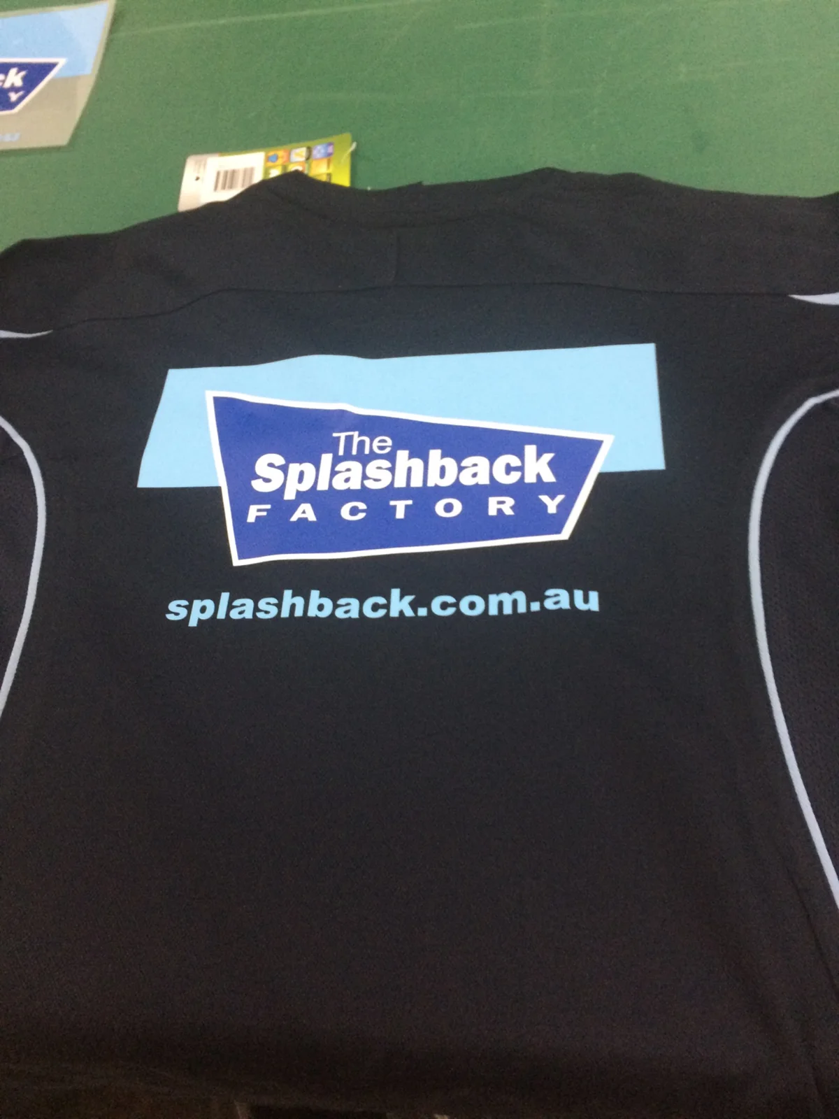 Black shirt with Splashback Factory print
