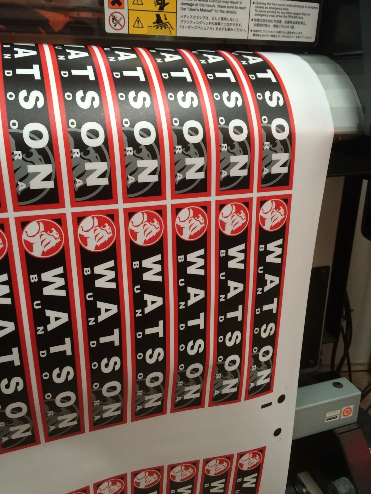 Red and black Watson decals in production