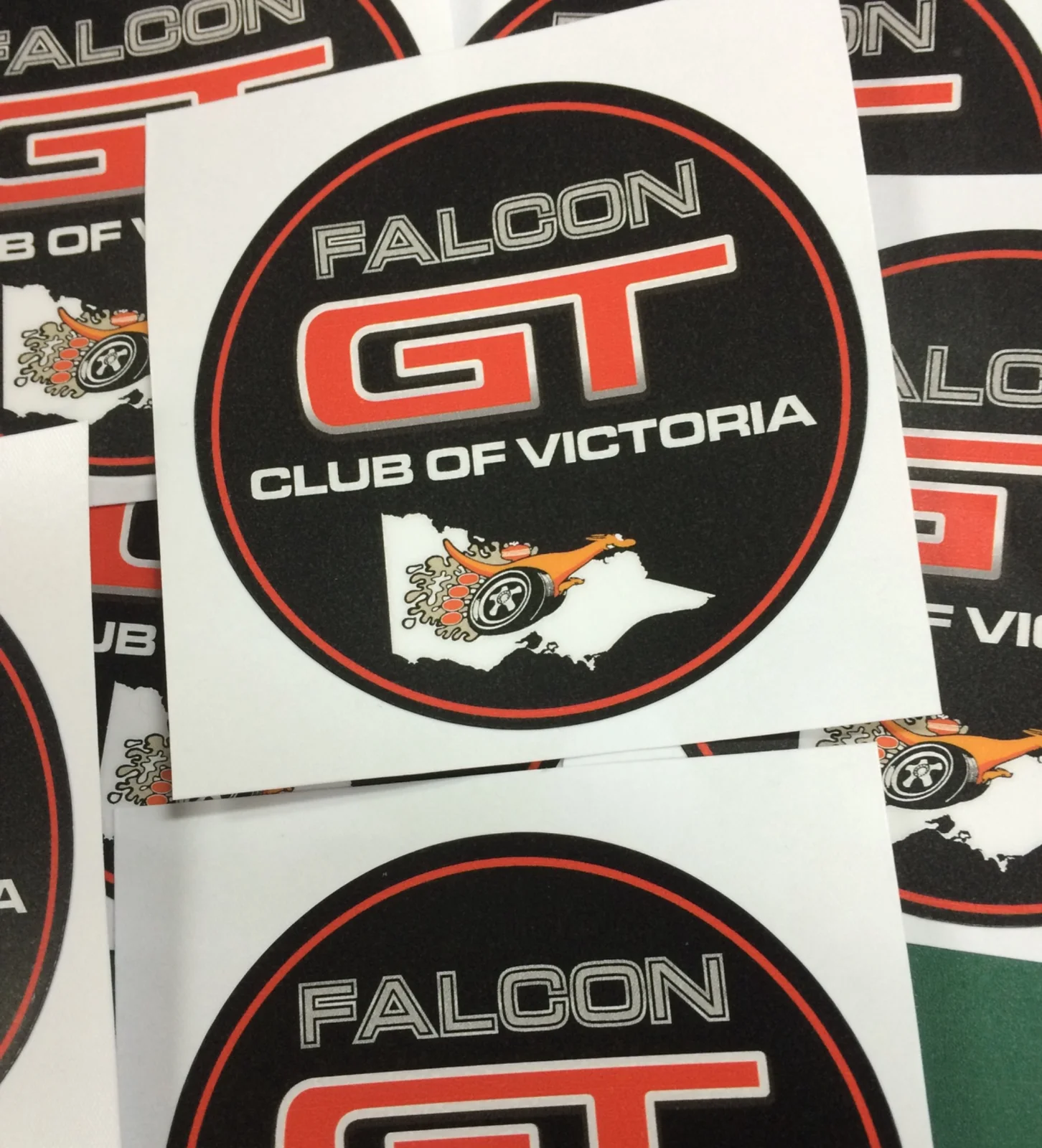 Round Falcon GT Club of Victoria decals