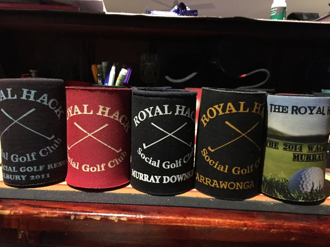 Assorted Royal Hacking golf club stubby holders