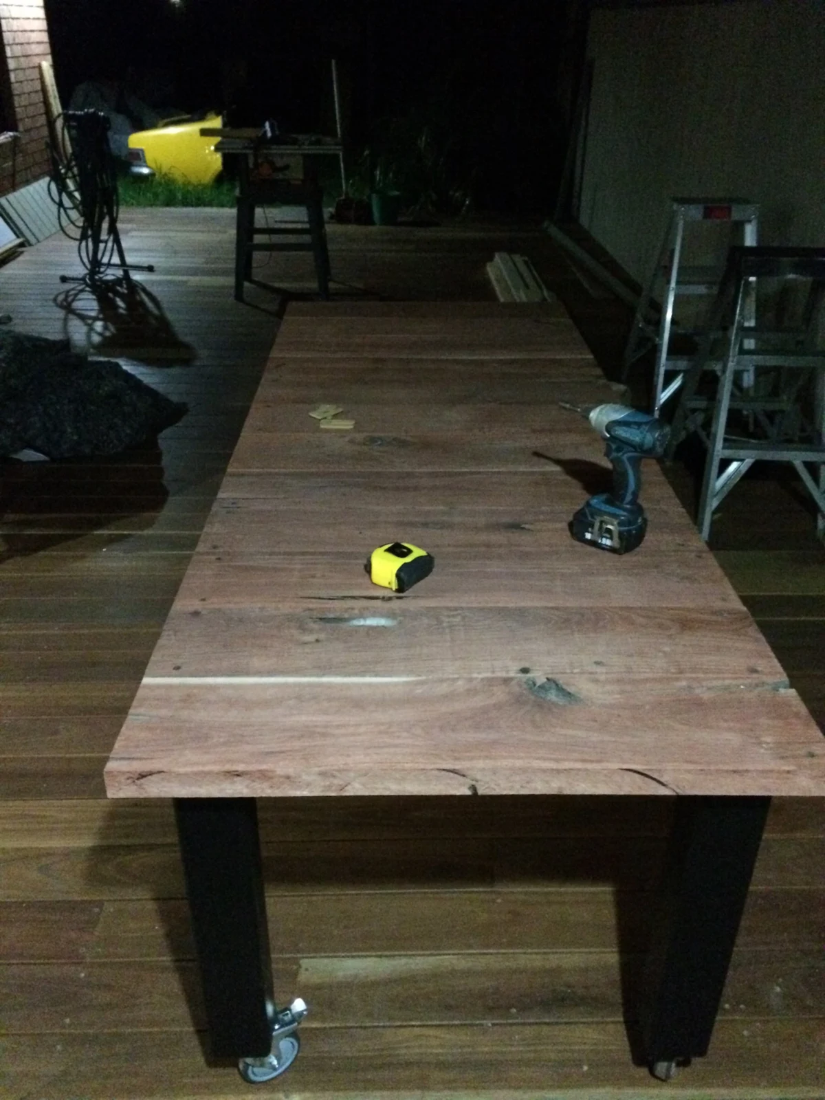 Pergola dining table — assembly; work in progress