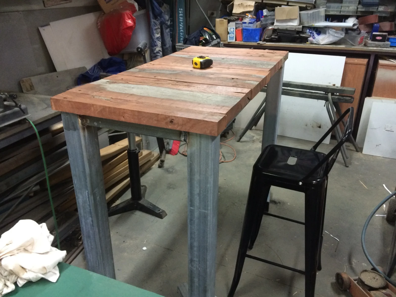 Bar table — workshop build; work in progress