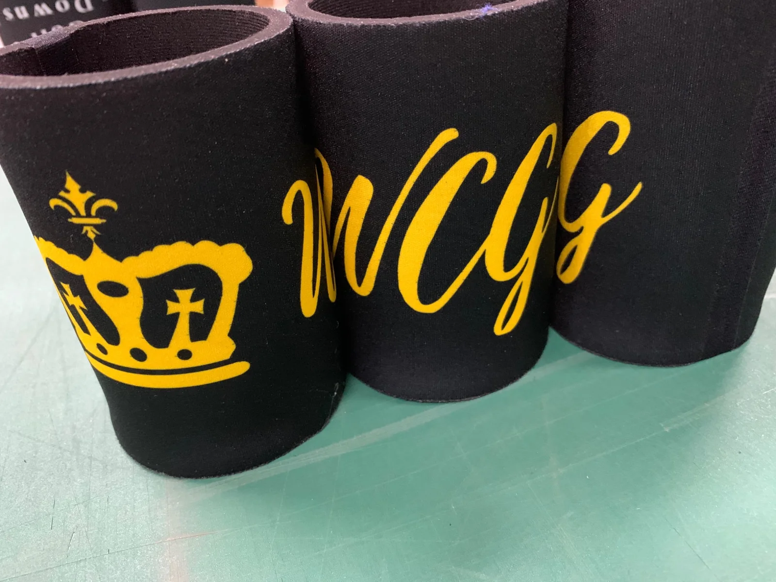 RADesignz project: Gold monogram stubby holders